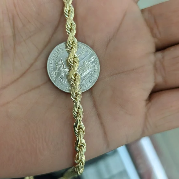 10kt real gold rope chain 5mm 28 be Inch